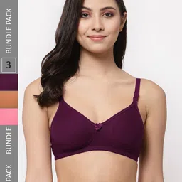 Docare Pack Of 3 Lightly Padded Full Coverage Cotton T-shirt Bra With All Day Comfort-image-90