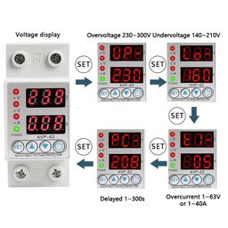 Real Instruments Single Phase Voltage Protector 63A AVP-63 Din Rail Dual Display Adjustable Intelligent Over Voltage Current And Under Voltage Protective Device Relay Over Current Protection image 5