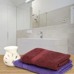Creeva Set of 2 Violet & Burgundy Cotton 525 GSM Bath Towels-5