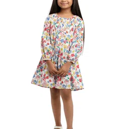 UNDER FOURTEEN ONLY Girls Multicolour Floral Printed Dress-image-86