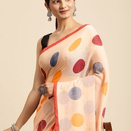 DESH BIDESH Off White & Maroon Geometric Print Pure Cotton Taant Saree-6