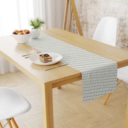 STYBUZZ White & Green Geometric Printed Table Runners-15