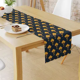 STYBUZZ Navy Blue & Yellow Geometric Printed Table Runner-1