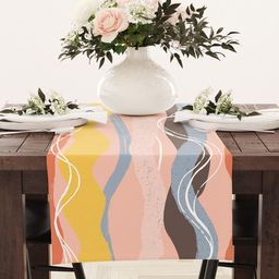 STYBUZZ Pink & Yellow Abstract Printed Table Runners-26