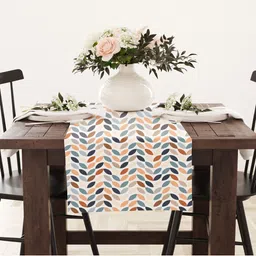 STYBUZZ White & Blue Geometric Printed Table Runner-22