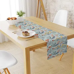 STYBUZZ Blue & Orange Abstract Printed Table Runners-30