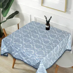 INDHOME LIFE Blue Ethnic Motifs Printed Pure-Cotton 4-Seater Table Cover-picture-27