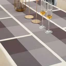 HOKIPO Brown 7-Pieces Geometric Rectangular Table Placemats & Table Runner image 3