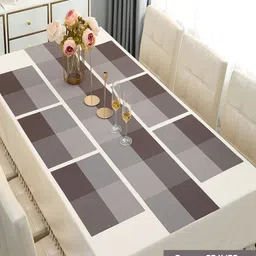 HOKIPO Brown 7-Pieces Geometric Rectangular Table Placemats & Table Runner image 4