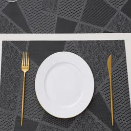 HOKIPO Black 5-Pieces Geometric Rectangular Table Placemats & Table Runner image 4