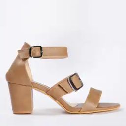 Textured Strappy Chunky Heeled Sandals-18