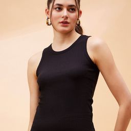 SASSAFRAS BASICS Black Cotton Tank Top-image-79