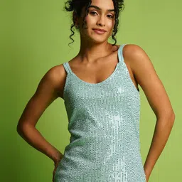Globus Embellished Sequined Shoulder Straps Top-image-93