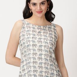 Saffron Threads Elephant Print Cotton Tank Top-picture-41