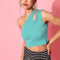 STREET 9 Turquoise Blue Cut Out Crop Top-picture-53
