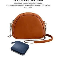 DailyObjects Leather Structured Sling Bag with Zip Wallet image 5