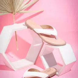 JM Looks Textured Open Toe T-Strap Flats-15