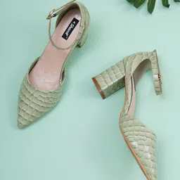 Sherrif Shoes Green Printed Block Sandals-26