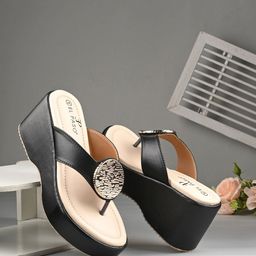 El Paso Textured Open Toe Wedge Heels-54