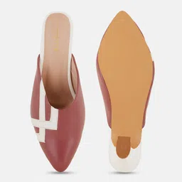 Mast & Harbour Red Printed Round Toe Block Heeled Mules image 5