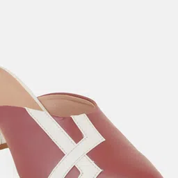 Mast & Harbour Red Printed Round Toe Block Heeled Mules image 3