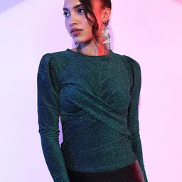 KETCH Puff Sleeves Shimmer Top-image-70