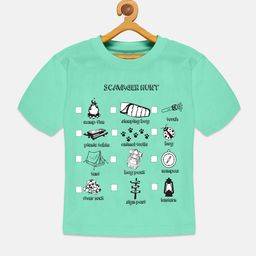 KiddoPanti Boys Scavenger Hunt Printed Drop Shoulder Pure Cotton T-shirt-image-5
