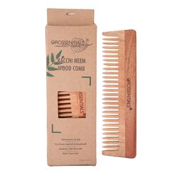 OROSSENTIALS Adults Brown Neem Wooden Comb of Wide Teeth-25