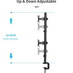 Gitru Dual Monitor Vertical Desk Mount, Free Stand for 2 Screens 14-27 Inch, VESA 75x75mm, 100x100mm, C Clamp Type (Dual(2) Monitor Vertical Clam-) image 3