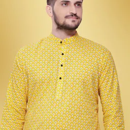 SHIWAM ETHNIX Geometric Printed Mandarin Collar Cotton  Thread Work Block Print Kurta image 2