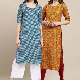 KALINI Women Pack Of 2 Ethnic Motifs Printed Crepe Kurta-image-77