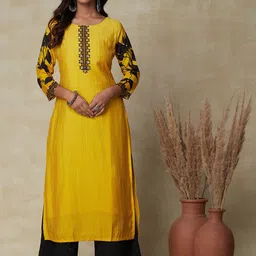 FASHOR Ethnic Motifs Embroidered Sequined Kurta-picture-15
