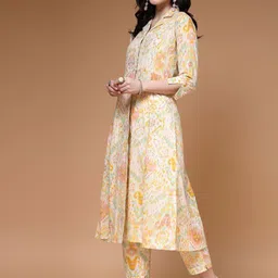 Indibelle Abstract Printed Cuban Collar A-Line Cotton Kurta image 3