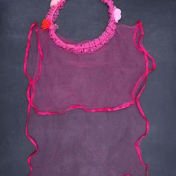 Golden Peacock Girls Pink Lace Floral Veil Tiara-33