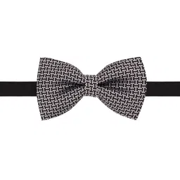 The Tie Hub Men Grey & Black Woven Design Bow Tie-image-73