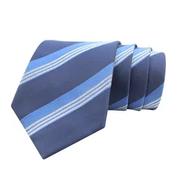 KOVOVE Unisex Blue & Navy Blue Striped Broad Tie-image-94
