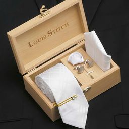 LOUIS STITCH Men Italian Silk Necktie Accessory Gift Set-16