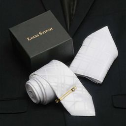 LOUIS STITCH Men Snow White Italian Silk Necktie Accessory Gift Set-23