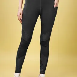Mehrang Mesh Insert & Side Pockets Ankle Gym Tights-16
