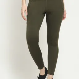 EVERDION Women Olive Green Solid Slim Fit Tights-image-57