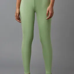 W Women Green Solid Mid Rise Ankle Length Leggings-image-67
