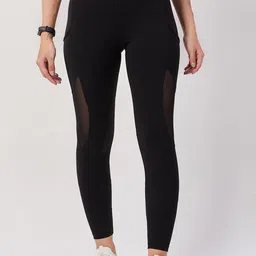 SEEQ Women Black Solid Mesh Pocket Tights-picture-22
