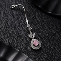 Jazz and Sizzle Silver-Plated AD Studded Teardrop Shaped Maang Tika-42