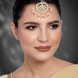 Peora Gold Plated Kundan Peach Pearl Maang Tikka-10