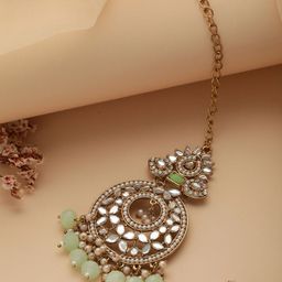 Jazz and Sizzle Gold-Plated & Kundan-Studded & Beaded Maang-tikka-27