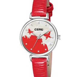 CERO Women Red Brass Printed Dial & Red Straps Analogue Watch-image-79