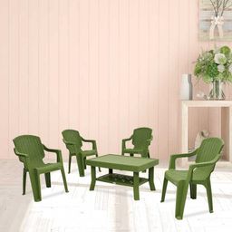 SkyGlamour Supreme Mark Set of 4 Chairs with Vegas Center Table for Home | Office | Garden | Indoor and Outdoor Use (Color: Mehandi Green; Qnt: 5 Pcs.) image 1