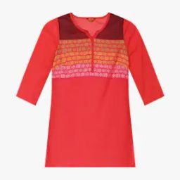 Kurti with Notched Round Neck-image-80