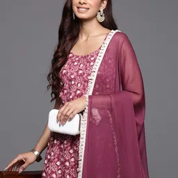 Varanga Floral Printed Pure Cotton Anarkali Kurta with Trousers & Dupatta-picture-47