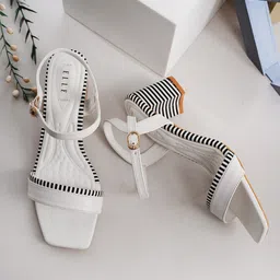 ELLE Striped Block Heels-31